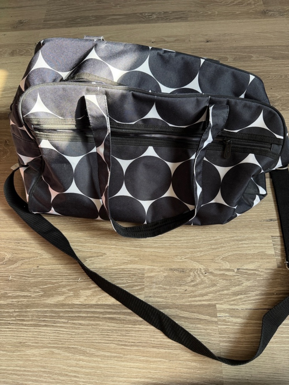 Thirty One Black & White Geometric Canvas Travel Bag